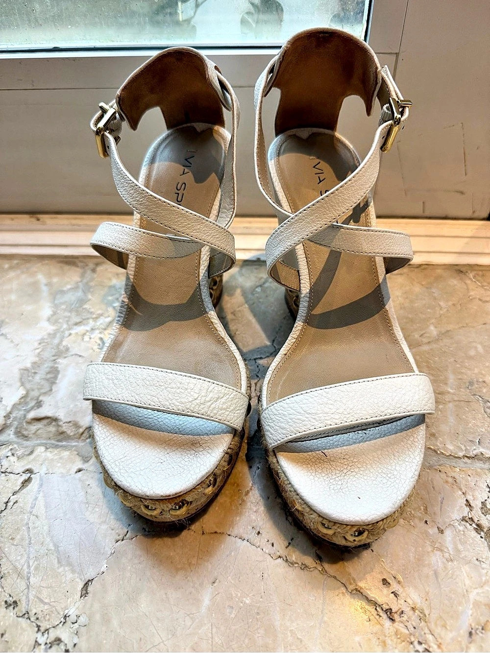 Via Spiga Women's White Wedge Sandals
